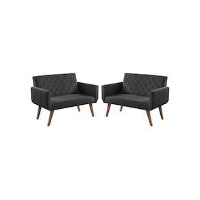 Kit 2 Poltronas 2 Lugares Braço Anabelle Unidecor Preto