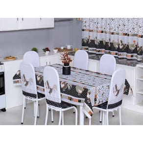 Toalha de Mesa 10 Cadeiras 3,00 x 1,40 Mesa Posta Cozinha Sala de Jantar Oxford Estampada