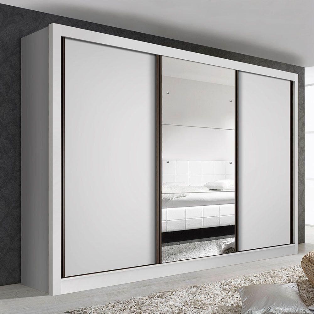 Guarda Roupa Casal Com 3 Espelhos E 3 Portas Minastex Branco