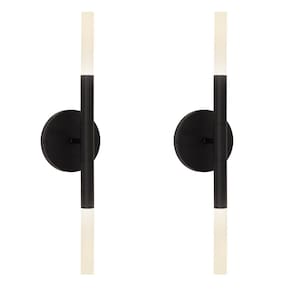 Kit 2 Luminárias Parede Arandela Tubo 2 Difusores Cama Preto