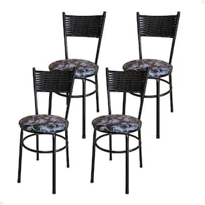 Conjunto 4 Cadeiras Para Cozinha Viena Cor:floral Preto