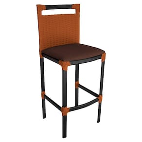 Banqueta Alta Vigor Em Alumínio E Corda Náutica Ocre Ocre-marrom