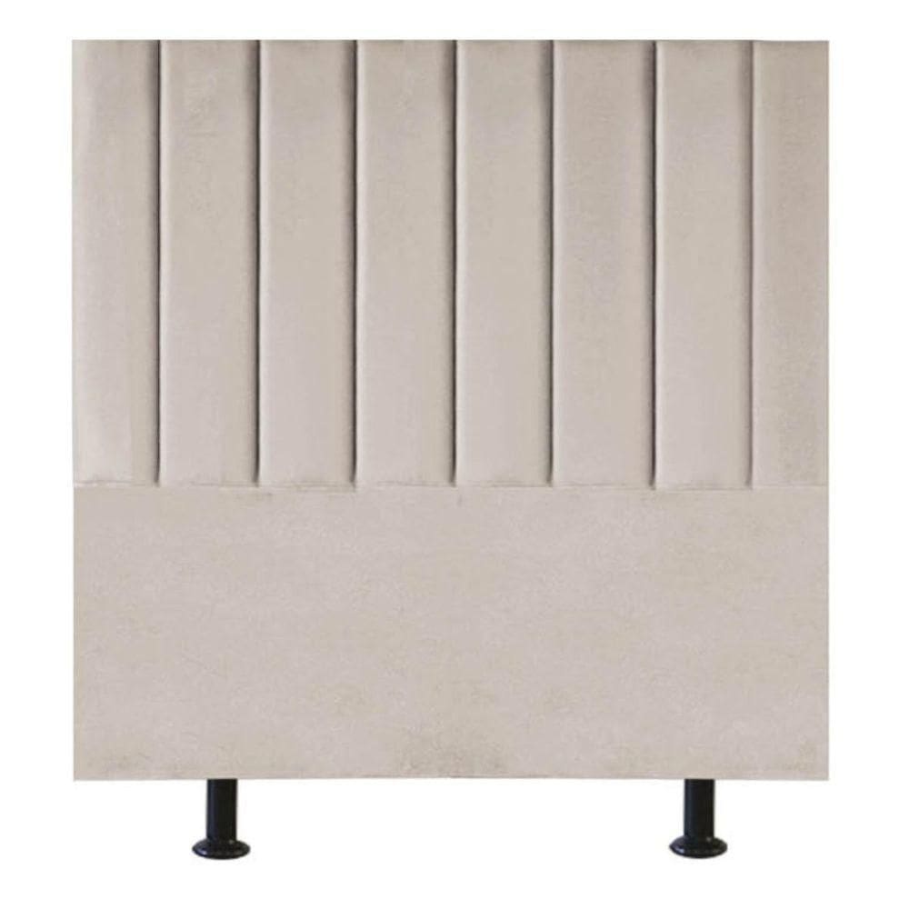Cabeceira Estofada Cama Box Solteiro 90 Cm Mavie Linho bege