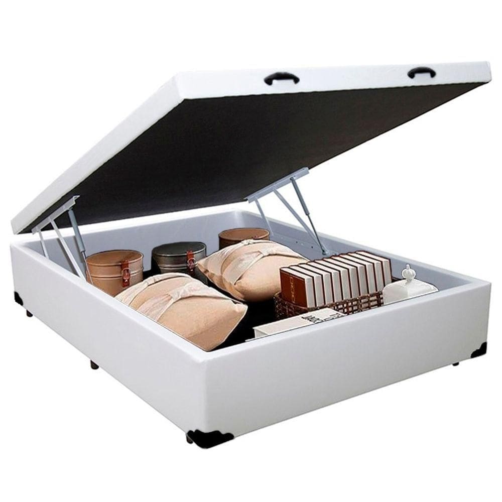 Cama Box Baú Casal Sintético Sereneprime Branco 138x188x44