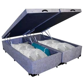 Cama Box Baú King Bipartido Suede Sereneprime Cinza 192x203x44