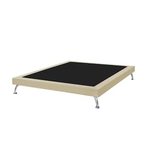 Base Cama Box Casal Japonesa 140Cm Em Veludo Bege - Cor: Preto