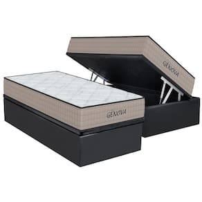 Conjunto Box Baú Solteiro: Colchão Espuma Orthoflex D45 Genova + Base Crc Suede Gray(88x188)