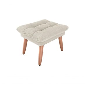 Puff Premium Descando Decorativo Sala Nantes Boucle Bege Matrix