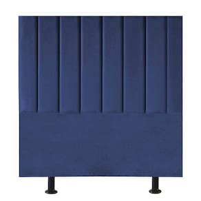 Cabeceira Estofada Cama Box Solteiro 100 Cm Karla Veludo azul Marinho