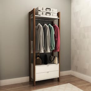 Armário Az1011 2 Gavetas, Mdp Tecnomobili Branco/Nogal Branco/Nogal