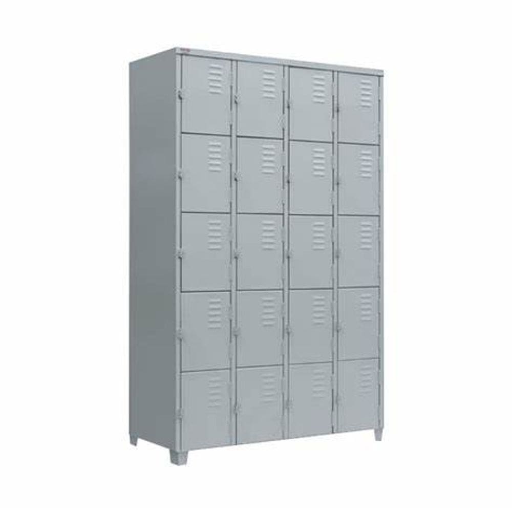 Armário Roupeiro De Aço Vestiário Academia 20 Portas Locker Cinza com Chave