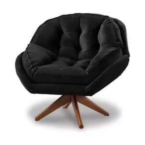 Poltrona Decorativa Califórnia Com Base Giratória Veludo - Ssx Multicoisas Cor Preto