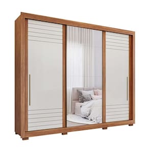 guarda-roupa casal com espelho vitória 3 pt 6 gv cinamomo e off white