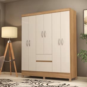 Guarda Roupa Casal 6 Portas 2 Gavetas Flash Ii - Amêndola Touch - Off White