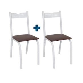 Kit Com 2 Cadeiras De Jantar Aço Branco Marrom Ana Ciplafe