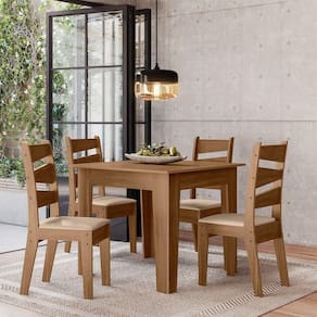 Conjunto Sala De Jantar Itália 0,90 Com 4 Cadeiras Cedro 51C