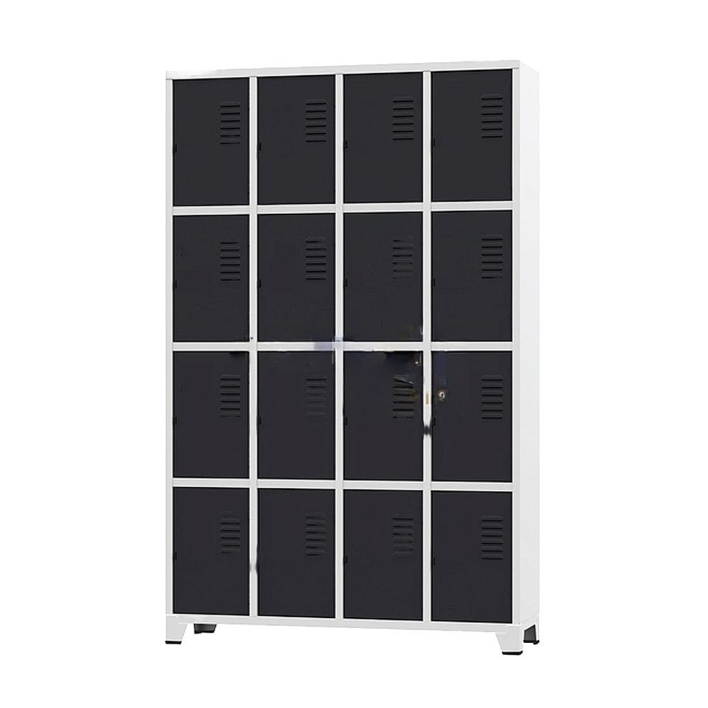 Armário Roupeiro De Aço Para Vestiário 16 Portas Locker Preto com Chave