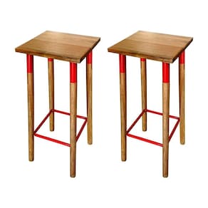 Kit 2 Banquetas Bistro Industrial Colors Ferro E Madeira Maciça - Vermelha Vermelho