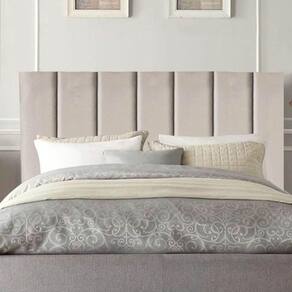 Cabeceira Estofada Cama Solteiro 90 Cm Sophia Carla Linho bege