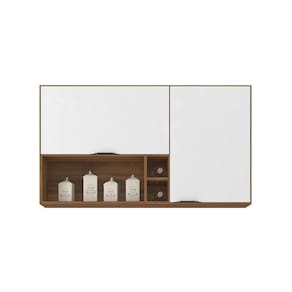 Armário Aéreo Firenze 120cm 2 Portas Com Nichos Demobile Cor Amendola/branco