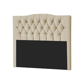 Cabeceira Casal Estofada Capitonê Lari 140Cm Veludo Bege - Cor: Preto