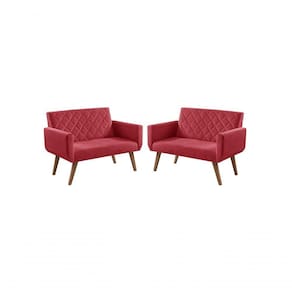 Kit 2 Poltronas 2 Lugares Braço Anabelle Unidecor Vermelho
