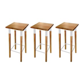 Kit 3 Banquetas Bistro Industrial Colors Ferro E Madeira Maciça - Branca Branco
