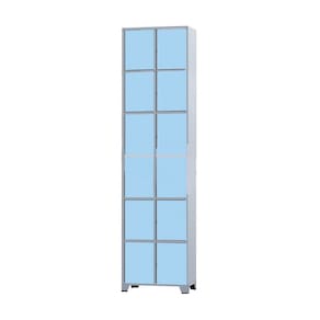 Armário Roupeiro De Aço 12 Portas Para Vestiário Academia Locker Azul Claro com Chave