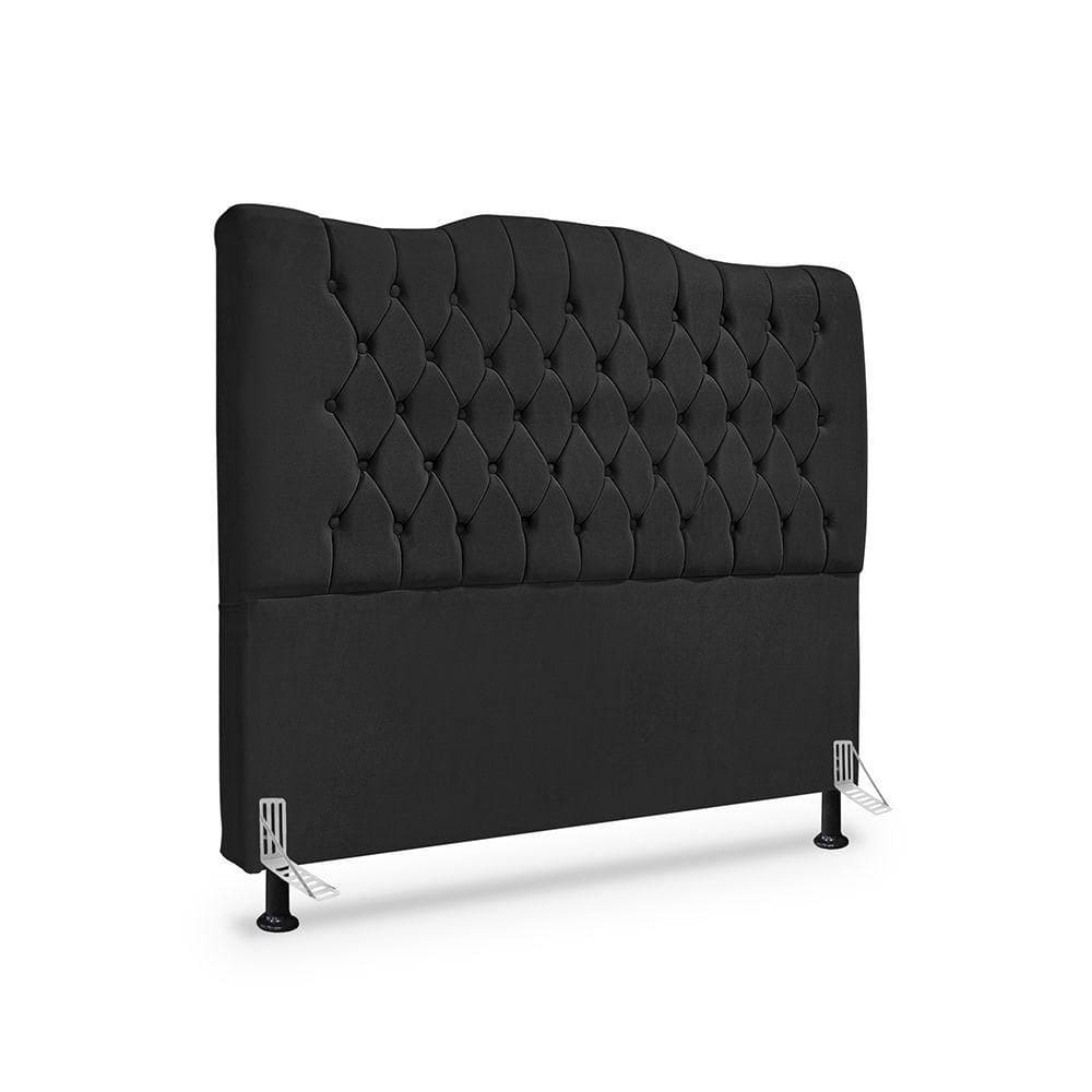 Cabeceira De Cama Box Casal 140 Cm Dunas - Veludo Preto