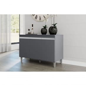 Balcão De Cozinha 120cm Manu 3 Portas Sem Tampo Cinza - Ajl