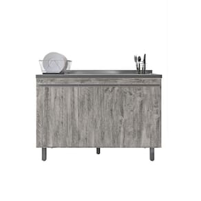 Balcão Gabinete De Pia Sem Tampo 120cm 3 Portas Manu - Ajl Móveis Cor Rustico
