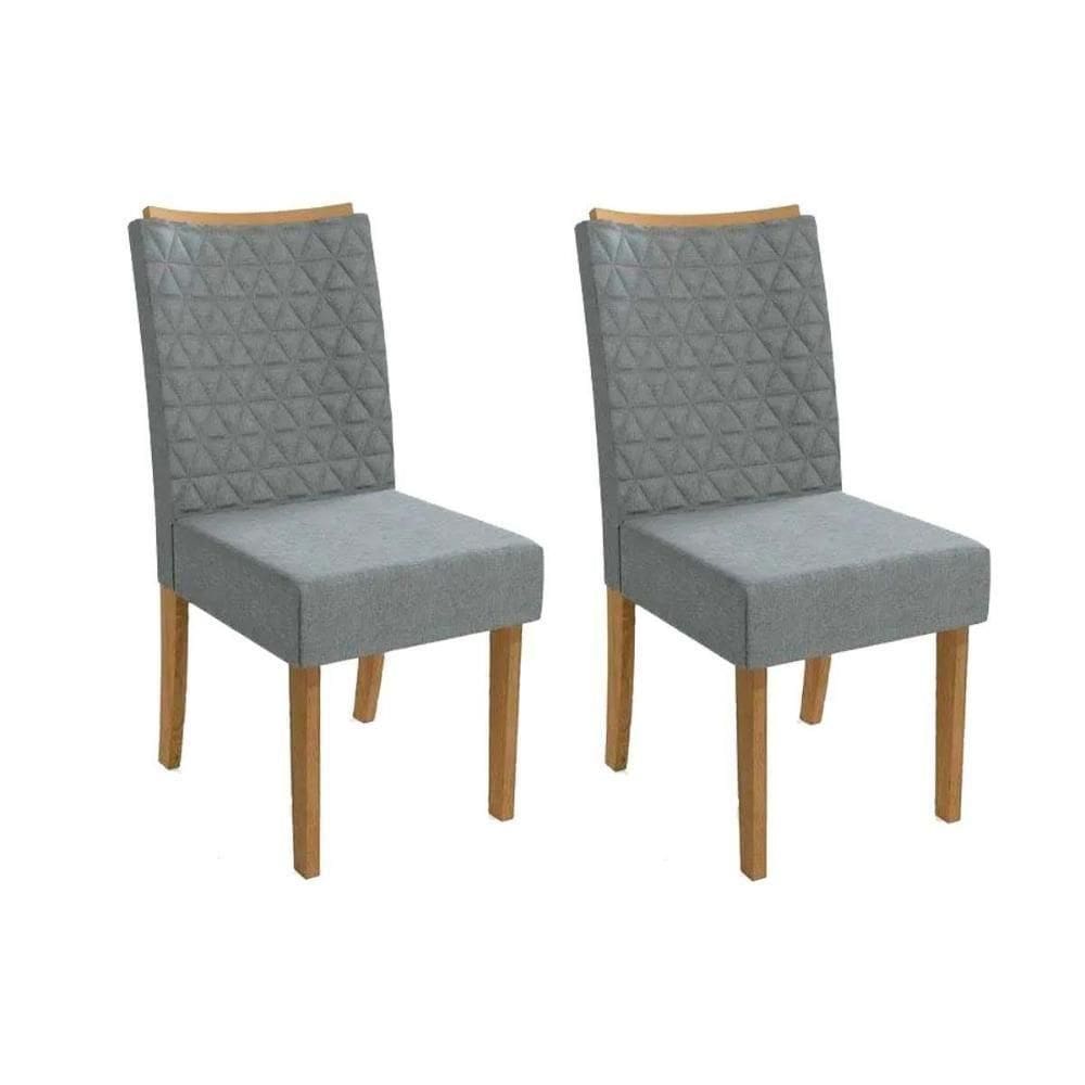 Cadeira Sala De Jantar 2cad129ng Kit 2 Un Nogueira-linho Cinza A056