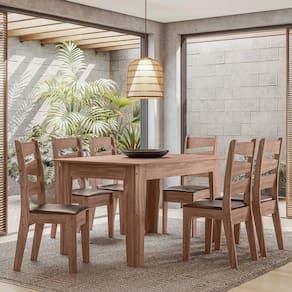Conjunto Sala De Jantar1,35 Com 6 Cadeiras Amêndoa 61C