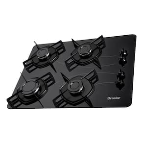 Cooktop 4 Bocas a Gás Braslar Pop com Mesa de Vidro Preto Bivolt