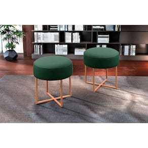 Puff Banqueta Otávio Luxo Base Bronze Castellar Móbile Verde