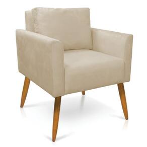 Poltrona Aline Suede Pés Palito Castanho - D`rossi Cor Bege