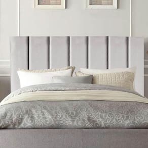 Cabeceira Estofada Cama Solteiro 100 Cm Sophia Carla Veludo cinza Claro
