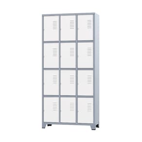 Armário Roupeiro De Aço Para Vestiário 12 Portas Locker Branco com Chave