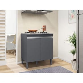 Balcão Cooktop Andréia 5 Bocas 2 Portas Cinza - Ajl