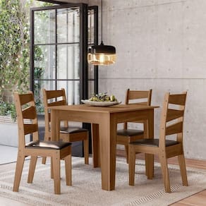 Conjunto Sala De Jantar Itália 0,90 Com 4 Cadeiras Cedro 61C