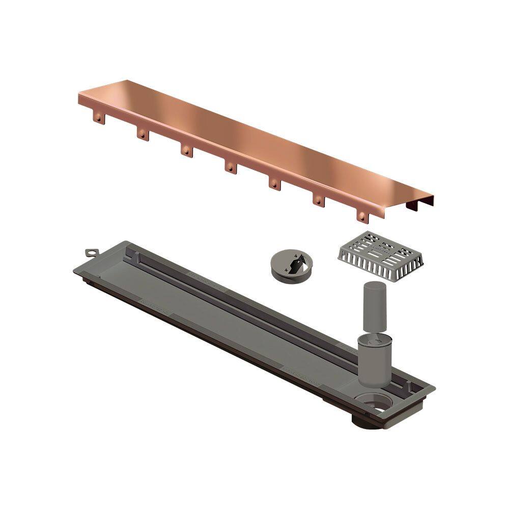 Ralo Linear Elleve Versatile 4255 50Cm Saída Na Extermidade Com Tampa Red Gold