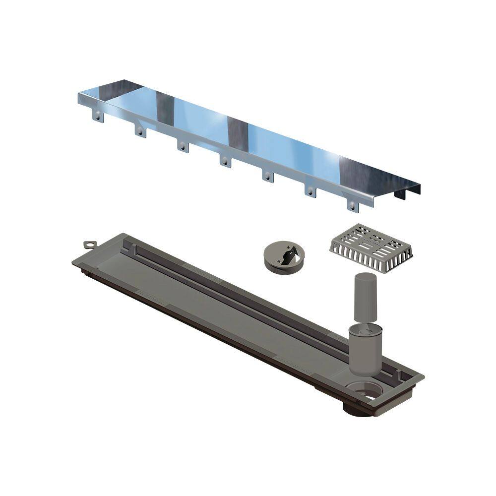 Ralo Linear Elleve Versatile 4256 50Cm Saída Na Extremidade Com Tampa Polida