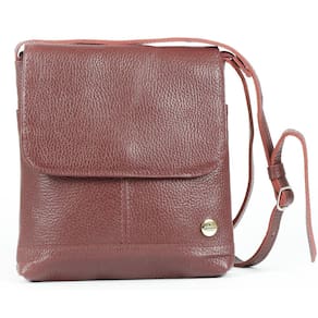 Bolsa Aline Feminina Transversal Em Couro Rubi