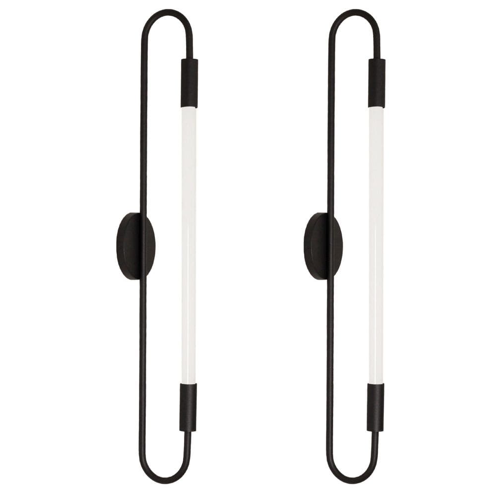 Kit 2 Arandelas Plafon Parede Teto Sabre Tubular Preto T8