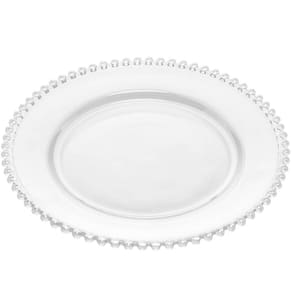 Prato Raso de Cristal Pearl Wolff 28cm com Bolinhas Mesa Pos