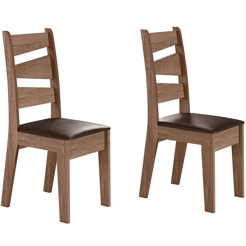 Conjunto Com 02 Cadeiras De Jantar Itália Amêndoa 61C