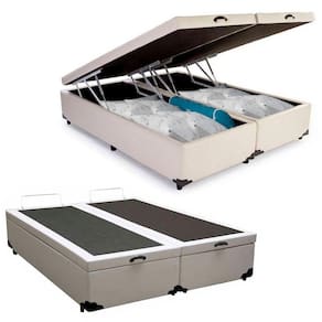 Cama Box Baú Queen Bipartido Sintético Sereneprime Branco 158x198x44