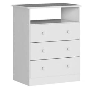 Cômoda Infantil 3 Gavetas 100% Mdf Smim New Móveis Peroba Branco Brilho Branco Brilho