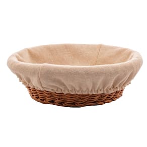 Cesta Redonda de Plástico com Forro em Tecido 21cm