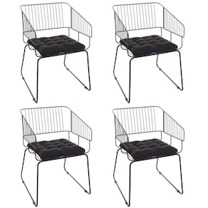 Conjunto com 4 Cadeiras para Sala de Estar Texas Preto